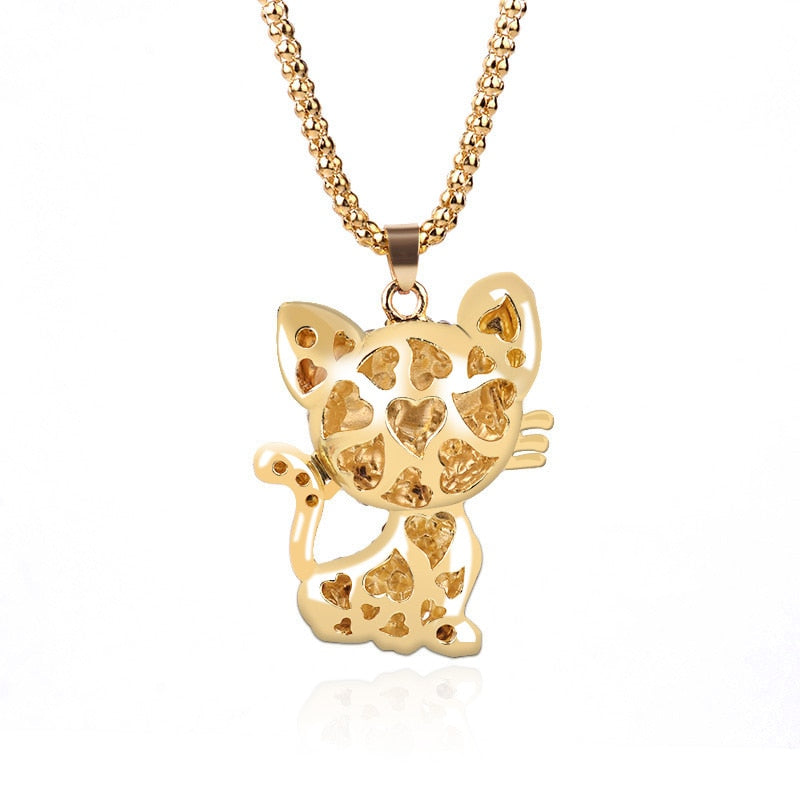 Necklace Pretty Rhinestone Cat Pendant                     ID A214 - 1156 - foxberryparkproducts