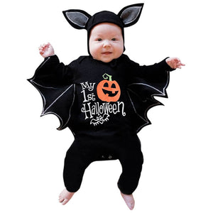 Novelty Baby's Romper Toddler Newborn Baby Boys Girls Halloween Cosplay Costume Romper Hat Outfits Batwing Sleeve Baby Clothing - foxberryparkproducts