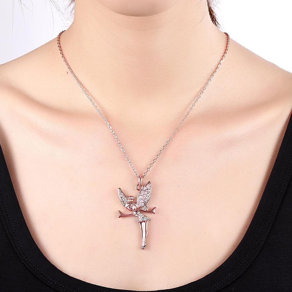 18K Rose Gold Plated  Elements Flying Angel Necklace - foxberryparkproducts