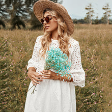 Load image into Gallery viewer, New Round Neck White Hollow out Loose Dress
