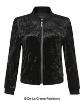 De La Creme - Womens Velvet Zip-Thru Varsity Bomber Jacket - foxberryparkproducts