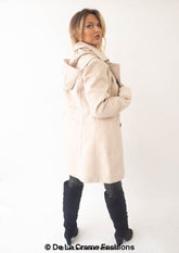 Womens Wool Feel Double Breasted Hooded Coat - foxberryparkproducts