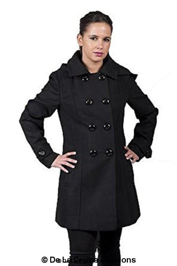 Womens Wool Feel Double Breasted Hooded Coat - foxberryparkproducts