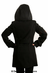 Womens Wool Feel Double Breasted Hooded Coat - foxberryparkproducts