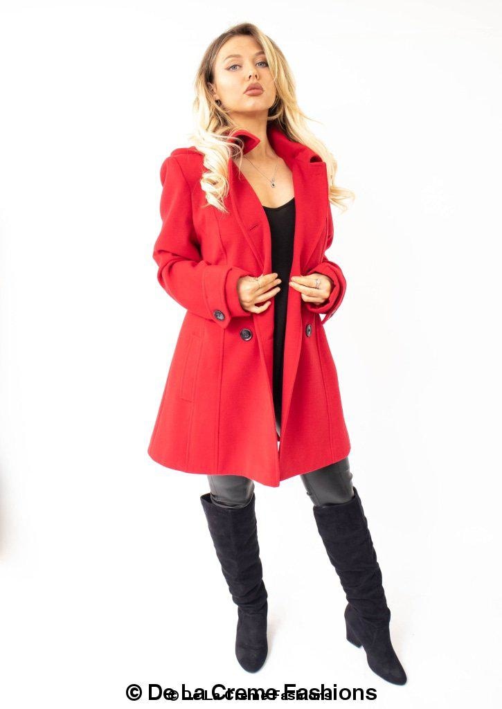 Womens Wool Feel Double Breasted Hooded Coat - foxberryparkproducts