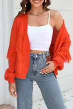 Load image into Gallery viewer, Double Take Fringe Trim Open Front Cardigan
