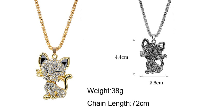 Necklace Pretty Rhinestone Cat Pendant                     ID A214 - 1156 - foxberryparkproducts