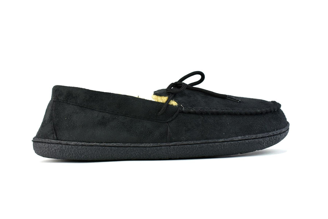 Men's Bow Faux Fur Lined Slippers Black - foxberryparkproducts