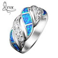 Ring  Unique Design Elegant Blue Opal Gem Silver Plated     ID  A214 - 1155 - foxberryparkproducts