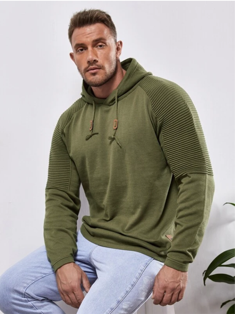 Slim fit Men Pullover Hoodie Solid Color Casual Male Long Sleeve Hoodie - foxberryparkproducts