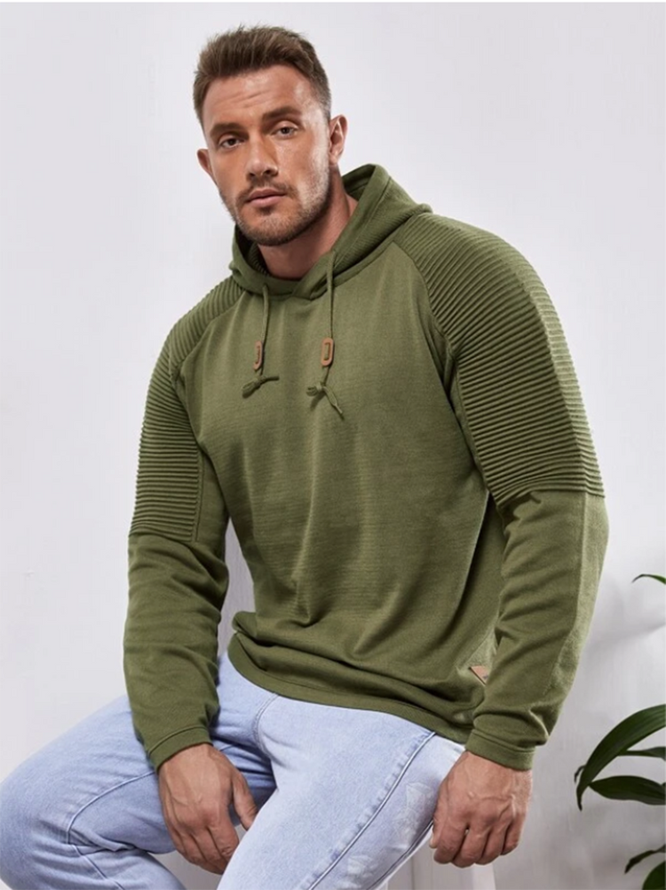 Slim fit Men Pullover Hoodie Solid Color Casual Male Long Sleeve Hoodie - foxberryparkproducts