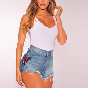 Stylish super sexy rose denim summer shorts - foxberryparkproducts