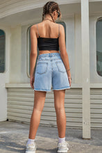 Load image into Gallery viewer, Buttoned Raw Hem Denim Shorts
