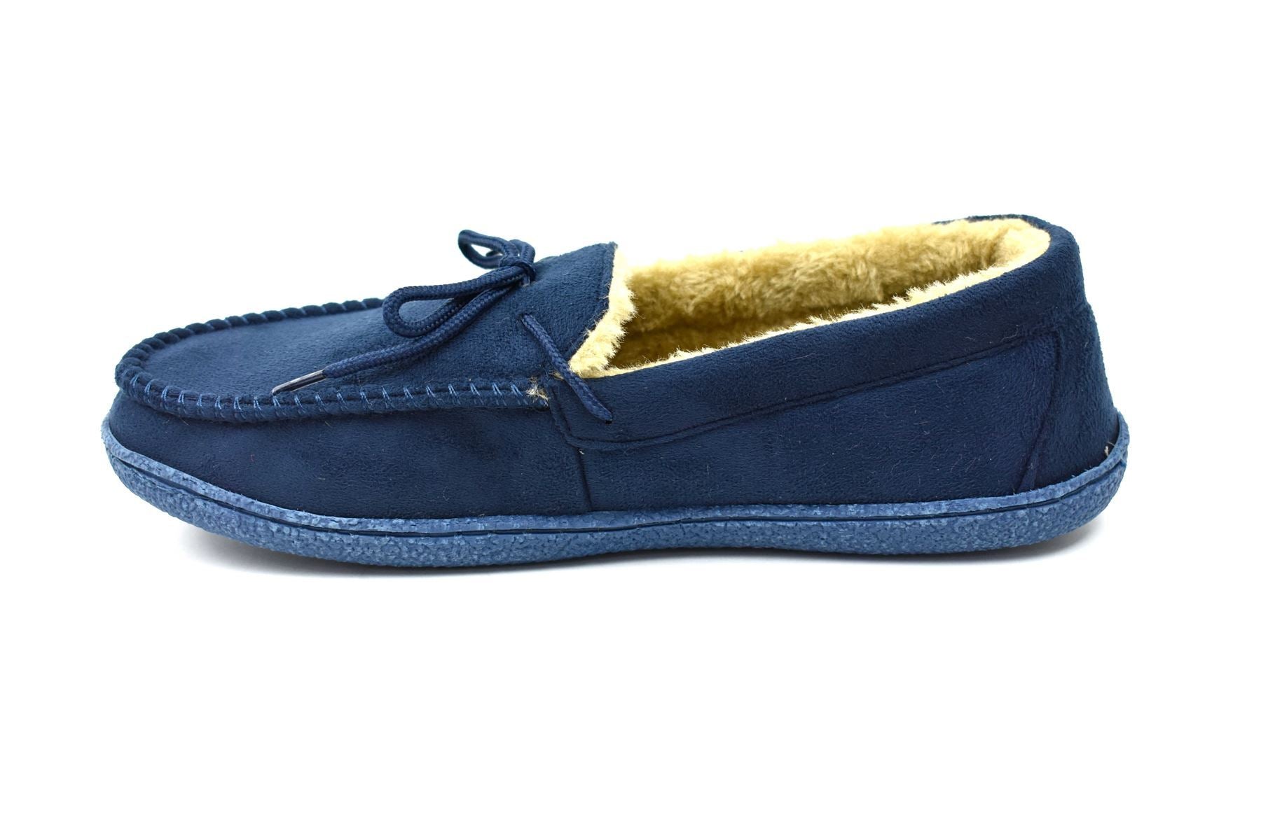 Men's Bow Faux Fur Lined Slippers Navy - foxberryparkproducts