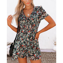 Load image into Gallery viewer, Women&#39;s Short Sleeve V-Neck Floral Dress - foxberryparkproducts
