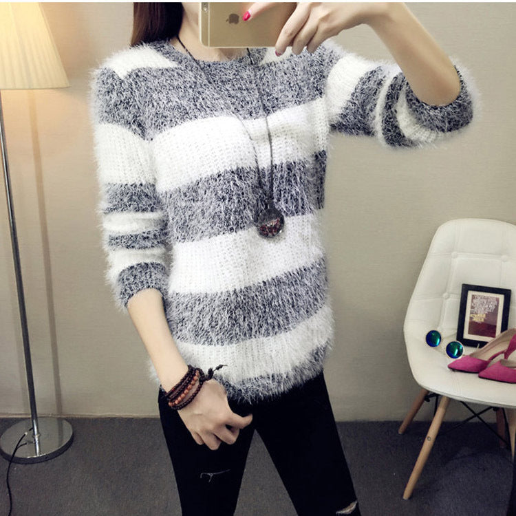 New Women's Sweater Sweater Loose Round Neck Pullover Bottoming Sweater - foxberryparkproducts