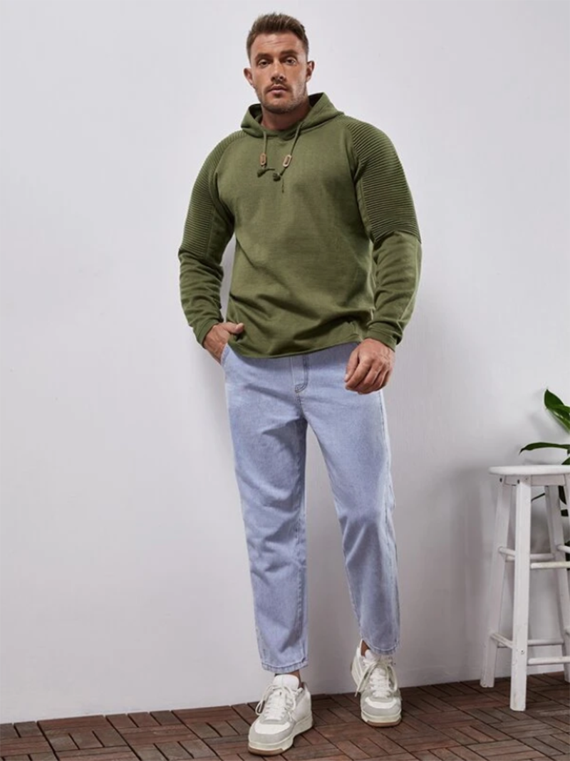 Slim fit Men Pullover Hoodie Solid Color Casual Male Long Sleeve Hoodie - foxberryparkproducts