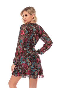 Women's Long Sleeve V-Neck Fashion Dress - foxberryparkproducts