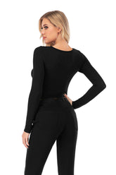 Women Yoga Front Knot Crossover Long Sleeve Top Athletic Gym Workout - foxberryparkproducts