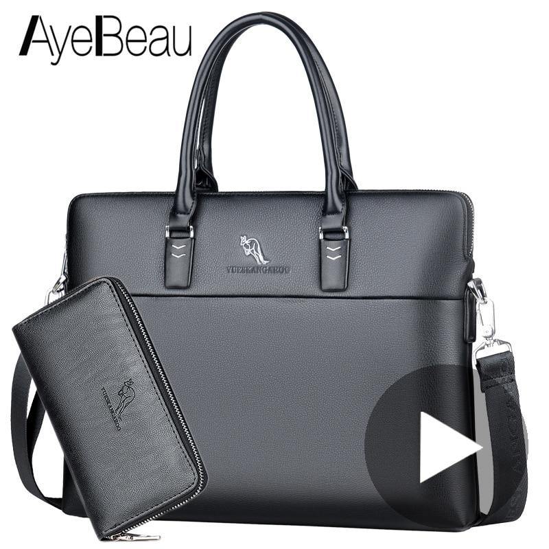 Black  Men Briefcase For Document Laptop Computer - foxberryparkproducts