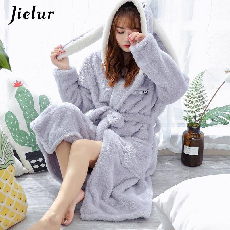Super Comfortable Coral Velvet Bathrobe Women Warm Hooded Robe - foxberryparkproducts
