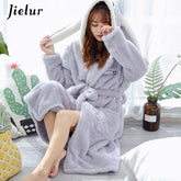 Super Comfortable Coral Velvet Bathrobe Women Warm Hooded Robe - foxberryparkproducts