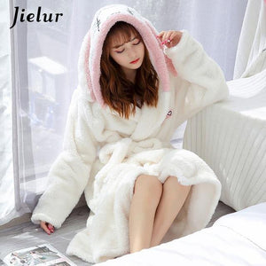 Super Comfortable Coral Velvet Bathrobe Women Warm Hooded Robe - foxberryparkproducts