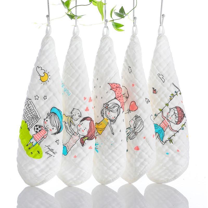 5pcs/lot Baby Towel 6 Layers Muslin Newborn Baby Soft Handkerchief - foxberryparkproducts
