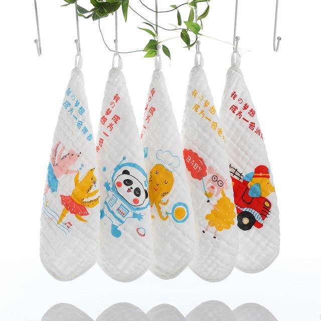5pcs/lot Baby Towel 6 Layers Muslin Newborn Baby Soft Handkerchief - foxberryparkproducts