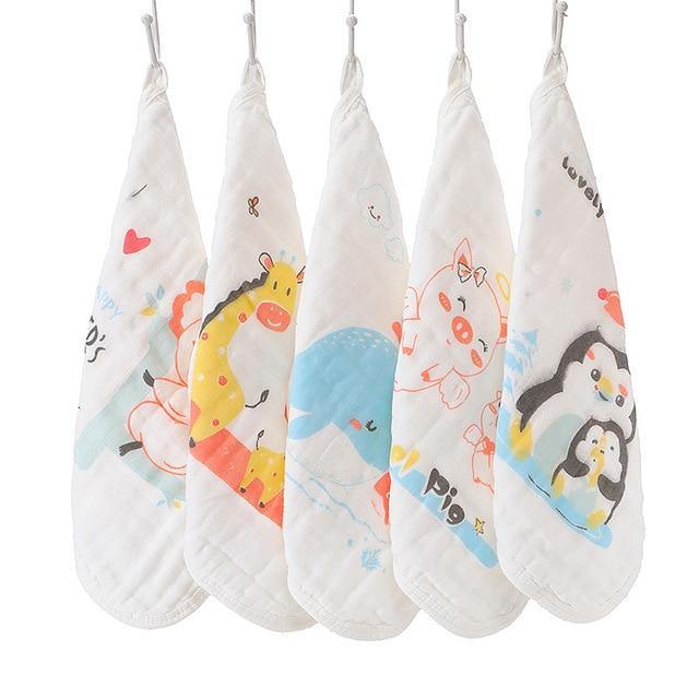 5pcs/lot Baby Towel 6 Layers Muslin Newborn Baby Soft Handkerchief - foxberryparkproducts