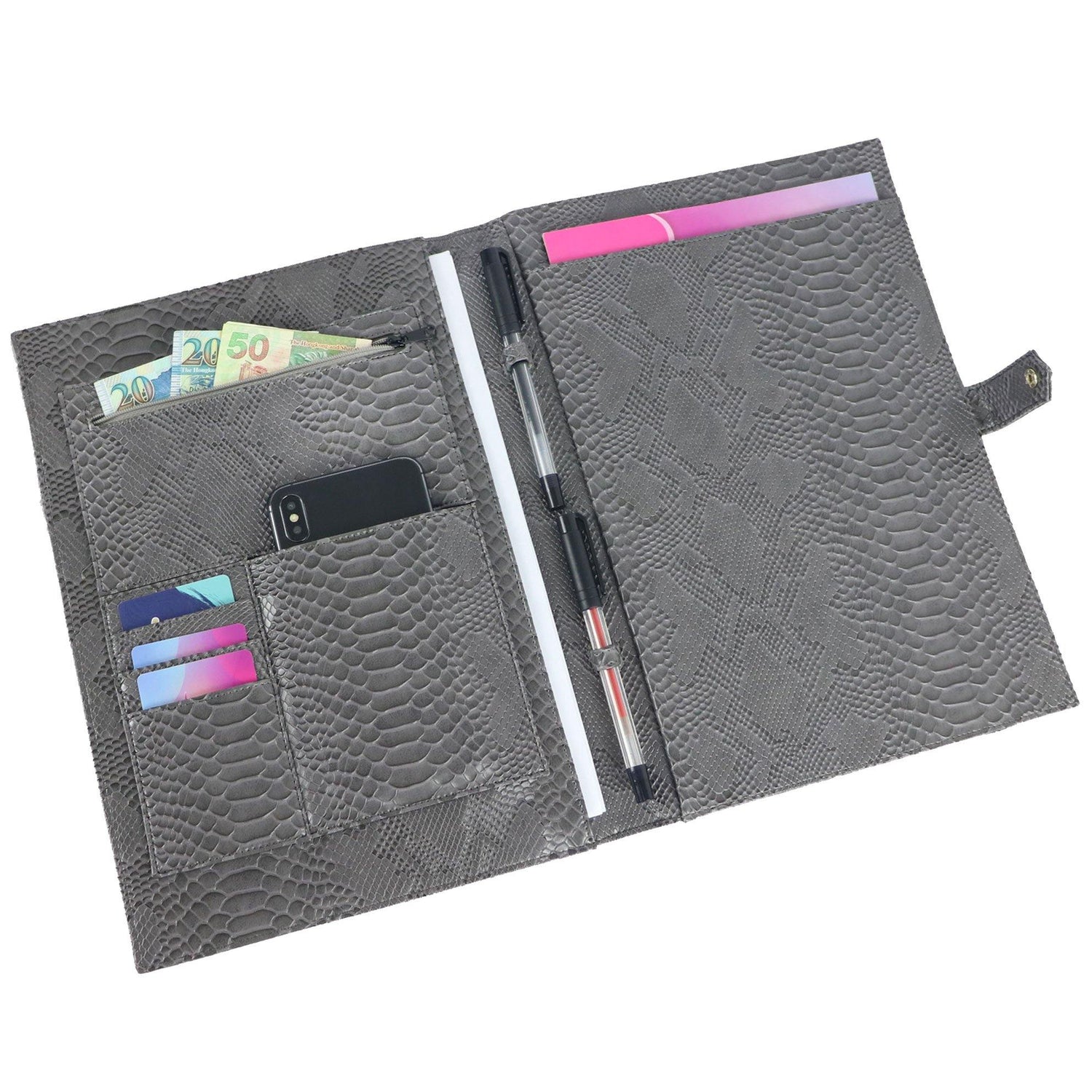 Monogrammed Note Pad Document Bag Embossed Python Pattern - foxberryparkproducts