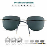 Titanium Transition Aviation Sunglasses Photochromic  Rimless Eyeglasses Men - foxberryparkproducts