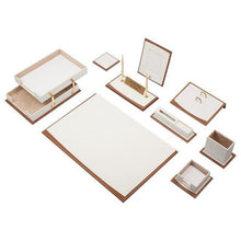 Load image into Gallery viewer, Star Luxury Leather&amp;Wood Desk Set 11 Pieces With Double Tray - foxberryparkproducts
