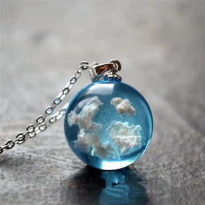 Chic Transparent Resin Rould Ball Moon Pendant Necklace - foxberryparkproducts