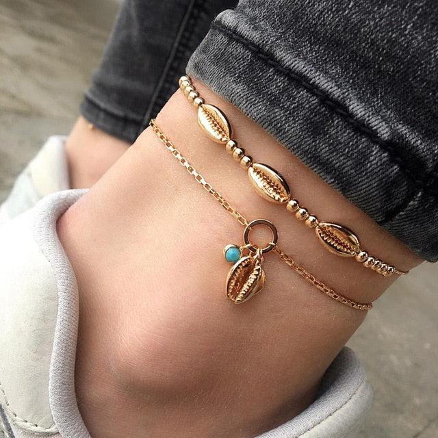 Anklet-Bracelets Bohemian Shell Heart Summer Tortoise Barefoot Girls  ID A114 - 1138 - foxberryparkproducts