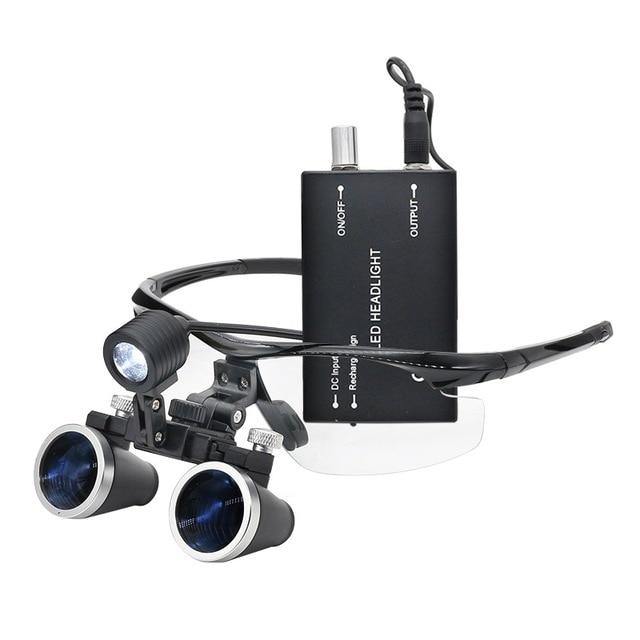 Dental Loupe 3.5X Medical Operation Binocular Loupe with LED Headlight Rechargeable Lithium Battery Magnifying Glasses with Lamp - foxberryparkproducts