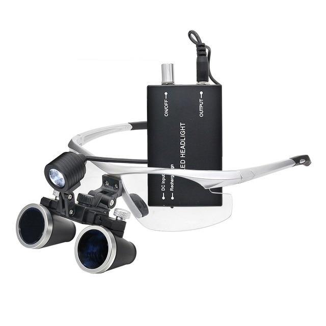 Dental Loupe 3.5X Medical Operation Binocular Loupe with LED Headlight Rechargeable Lithium Battery Magnifying Glasses with Lamp - foxberryparkproducts