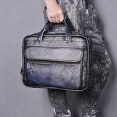 Top Quality Men Real Leather Antique Style 15.6" Laptop Briefcase - foxberryparkproducts