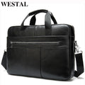 WESTAL Men's  Genuine laptop leather Briefcase - foxberryparkproducts