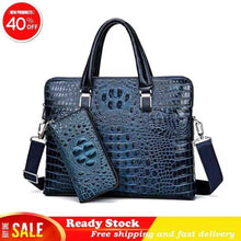 Load image into Gallery viewer, Luxury brand crocodile pattern  cowhide blue laptop - foxberryparkproducts
