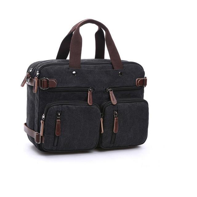 Scione Men Canvas Leather Briefcase  Laptop Pocket - foxberryparkproducts