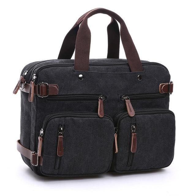 Scione Men Canvas Leather Briefcase  Laptop Pocket - foxberryparkproducts