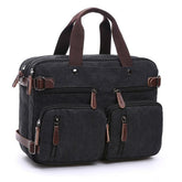 Scione Men Canvas Leather Briefcase  Laptop Pocket - foxberryparkproducts
