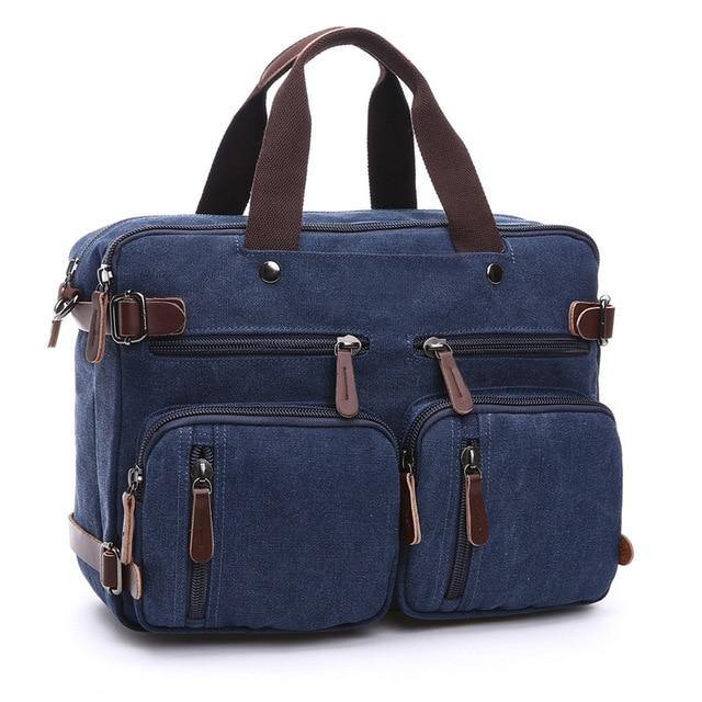 Scione Men Canvas Leather Briefcase  Laptop Pocket - foxberryparkproducts