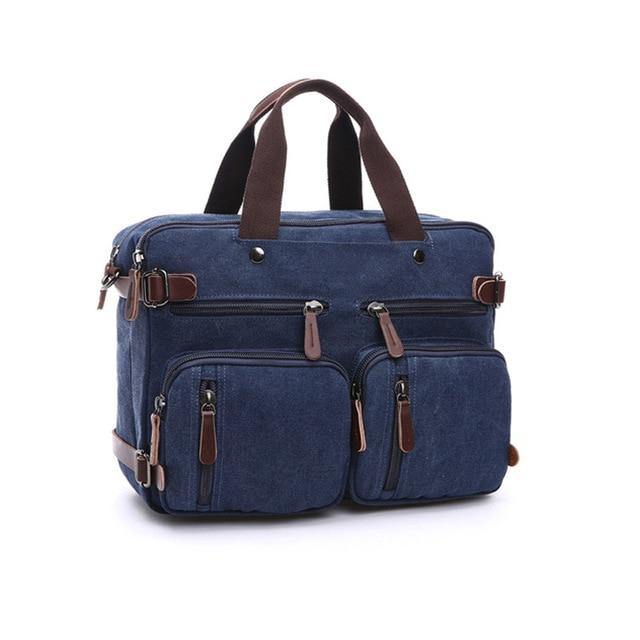 Scione Men Canvas Leather Briefcase  Laptop Pocket - foxberryparkproducts