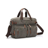 Scione Men Canvas Leather Briefcase  Laptop Pocket - foxberryparkproducts