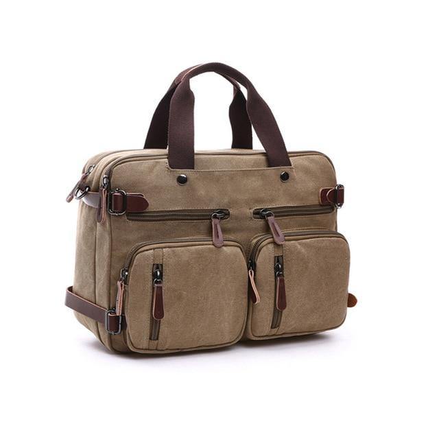 Scione Men Canvas Leather Briefcase  Laptop Pocket - foxberryparkproducts