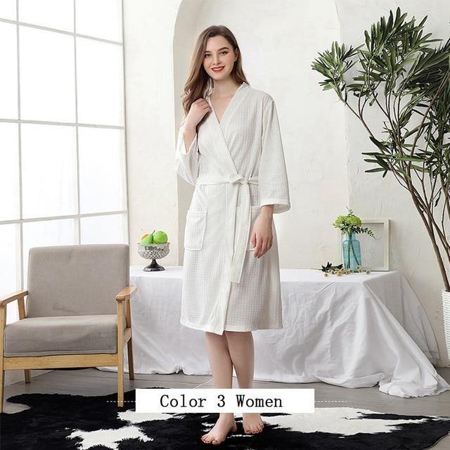 Women Men Bath Robe Waffle Shower Robe Male Female - foxberryparkproducts