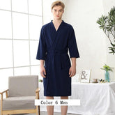 Women Men Bath Robe Waffle Shower Robe Male Female - foxberryparkproducts