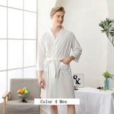 Women Men Bath Robe Waffle Shower Robe Male Female - foxberryparkproducts